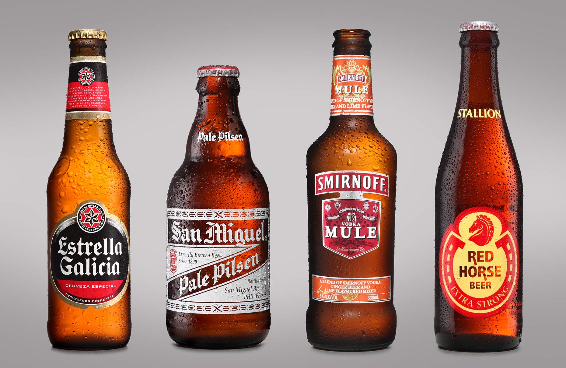 product photography of beer bottles